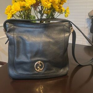 Gucci Black Leather Shoulder Bag with Gold Accent